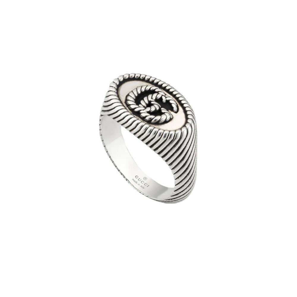 NIB Gucci Double G Sterling Silver Ring Size 20